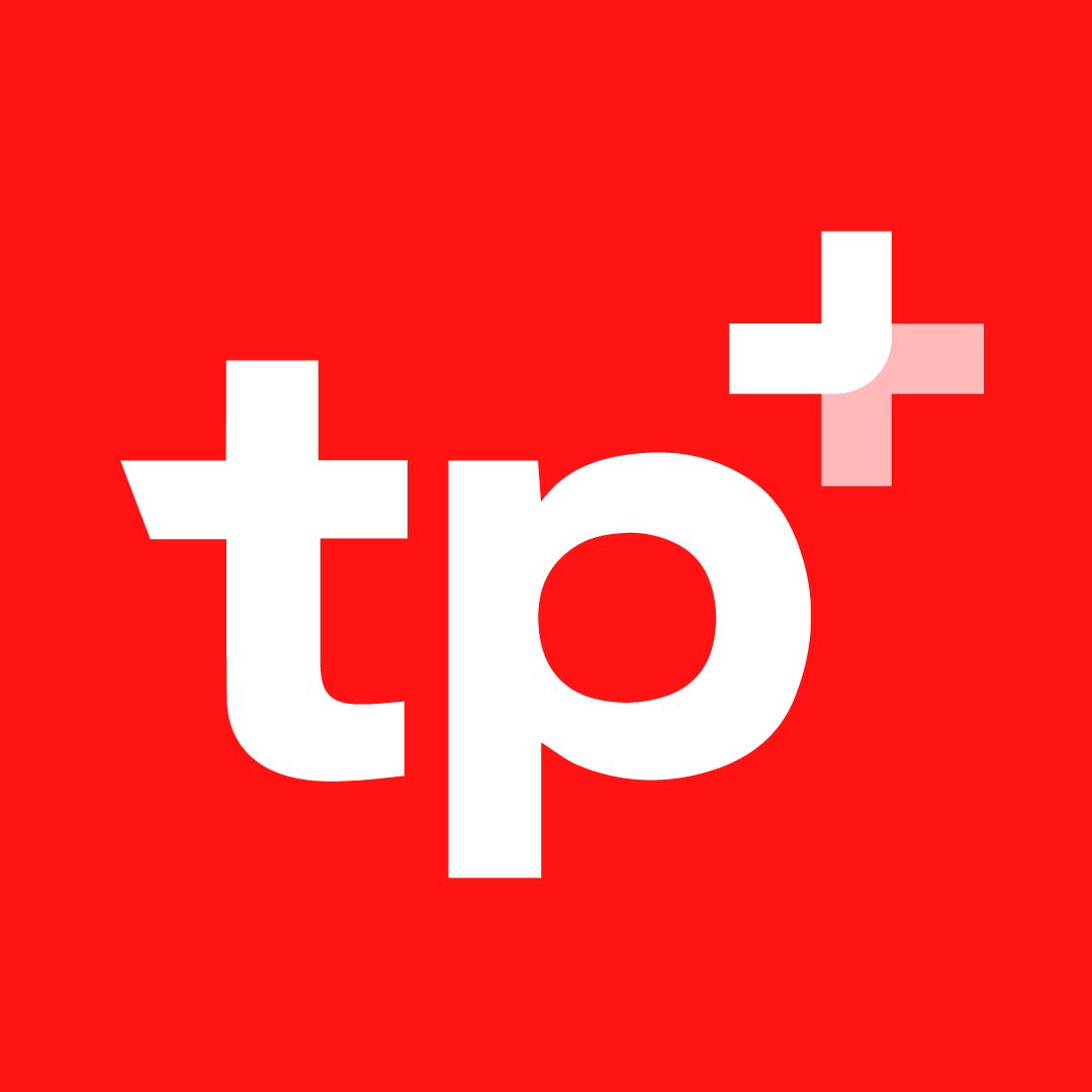 Isotipo Ticketplus, fondo rojo