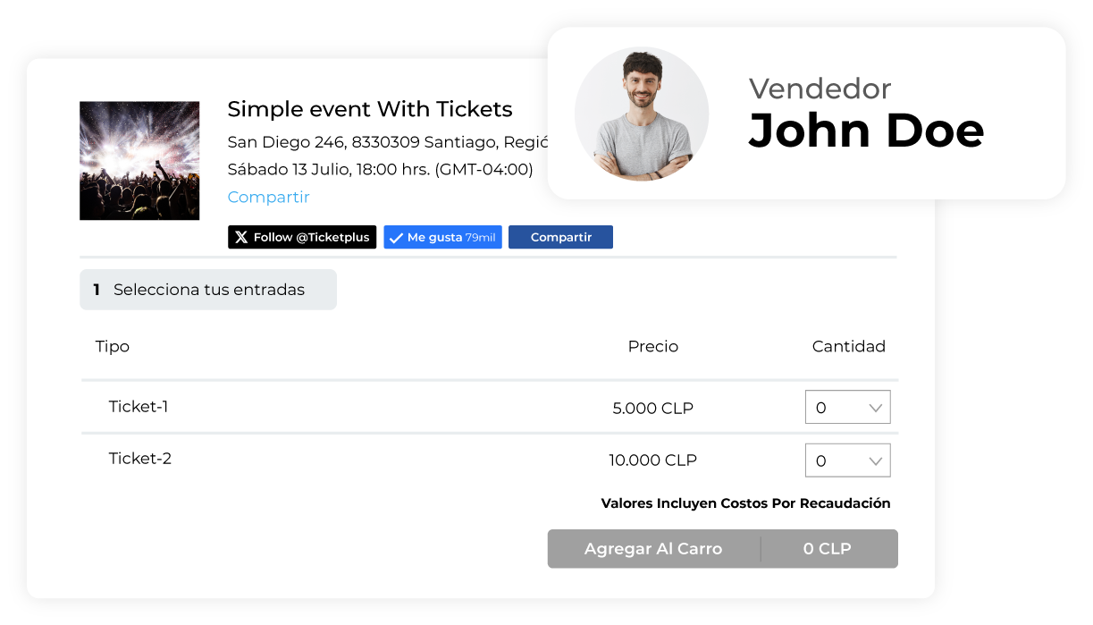 Creación de vendedores Ticketplus