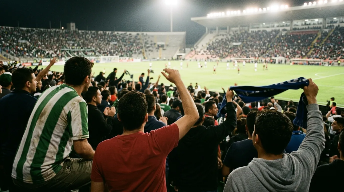 Hinchas en estadio de fútbol
